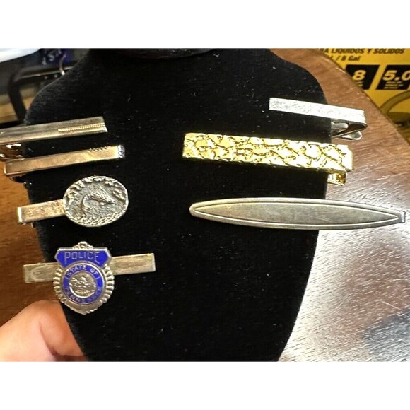 Neck Tie pin bar clips Lot of 7 Fish Gold Chunk Style State Of Tennessee Police - Picture 1 of 15